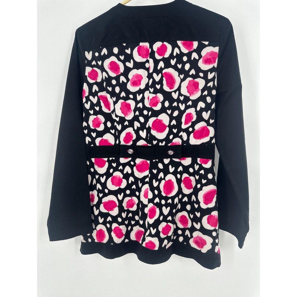 Koi Limited Edition Scrub Jacket Black Pink Abstract Poppy Floral Graphic Size M - Picture 2 of 8